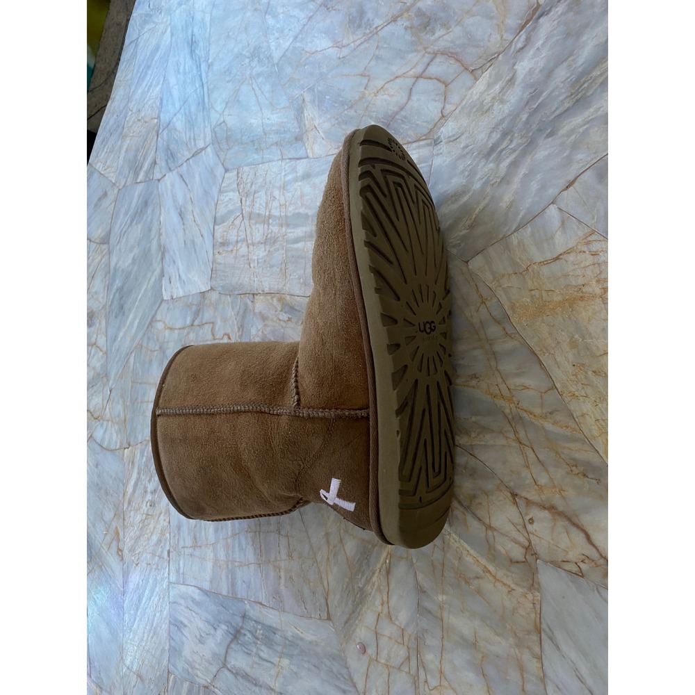 UGG Australia Classic Short Chestnut Suede Pink Ribbon Breast Cancer Boots - Picture 8 of 16